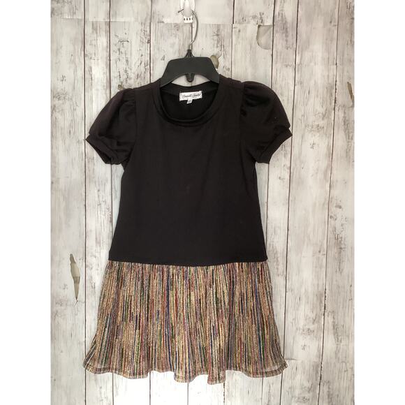 Emerald Sunday Kidswear Purple Colorful Rainbow Skirt Puff Sleeves Dress XS - Picture 1 of 3